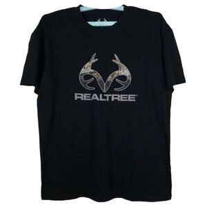 Realtree L Large Shirt Faded Tree Camo Logo Black‎ Hunting Fishing Gear New